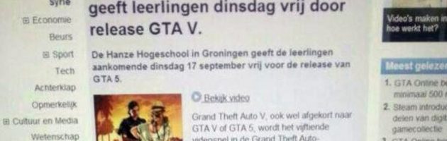 Nepbericht vrije dag op Hanzehogeschool voor GTA