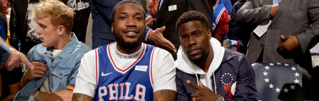 Meek Mill’s eerste dag vrij: Philadelphia basketbalgame