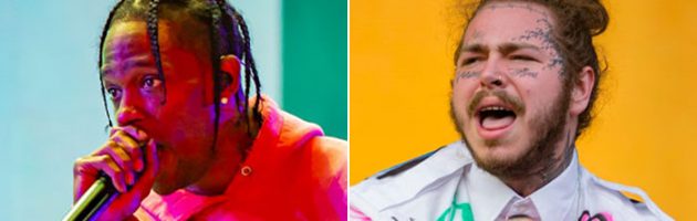 Travis Scott en Post Malone op podium VMAs 2018