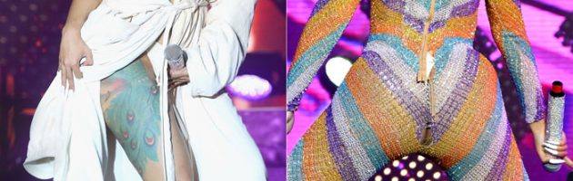 Cardi B in blote kont op het podium